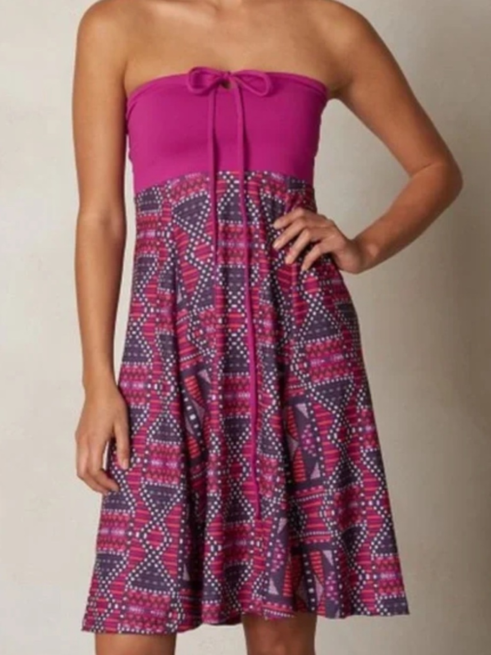 PrAna Solana Convertible Strapless Halter A line dress magenta size Medium